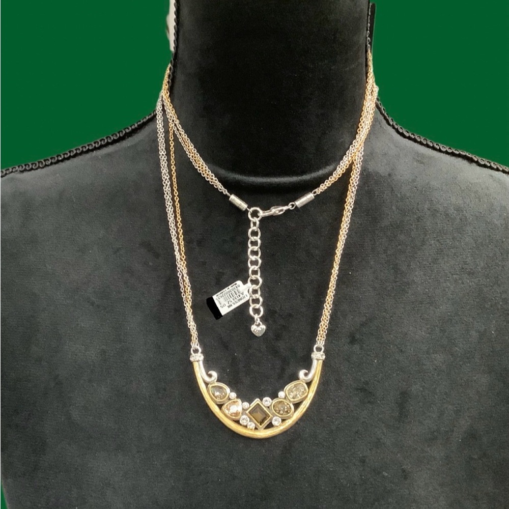 Brighton Gold, Topaz, and Silver Crystal Long Multi Chain Necklace. NWT - Picture 7 of 8